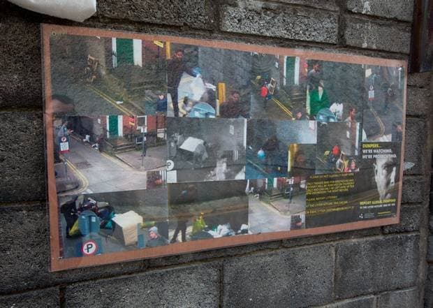CCTV images of illegal dumpers posted on Dublin city wall